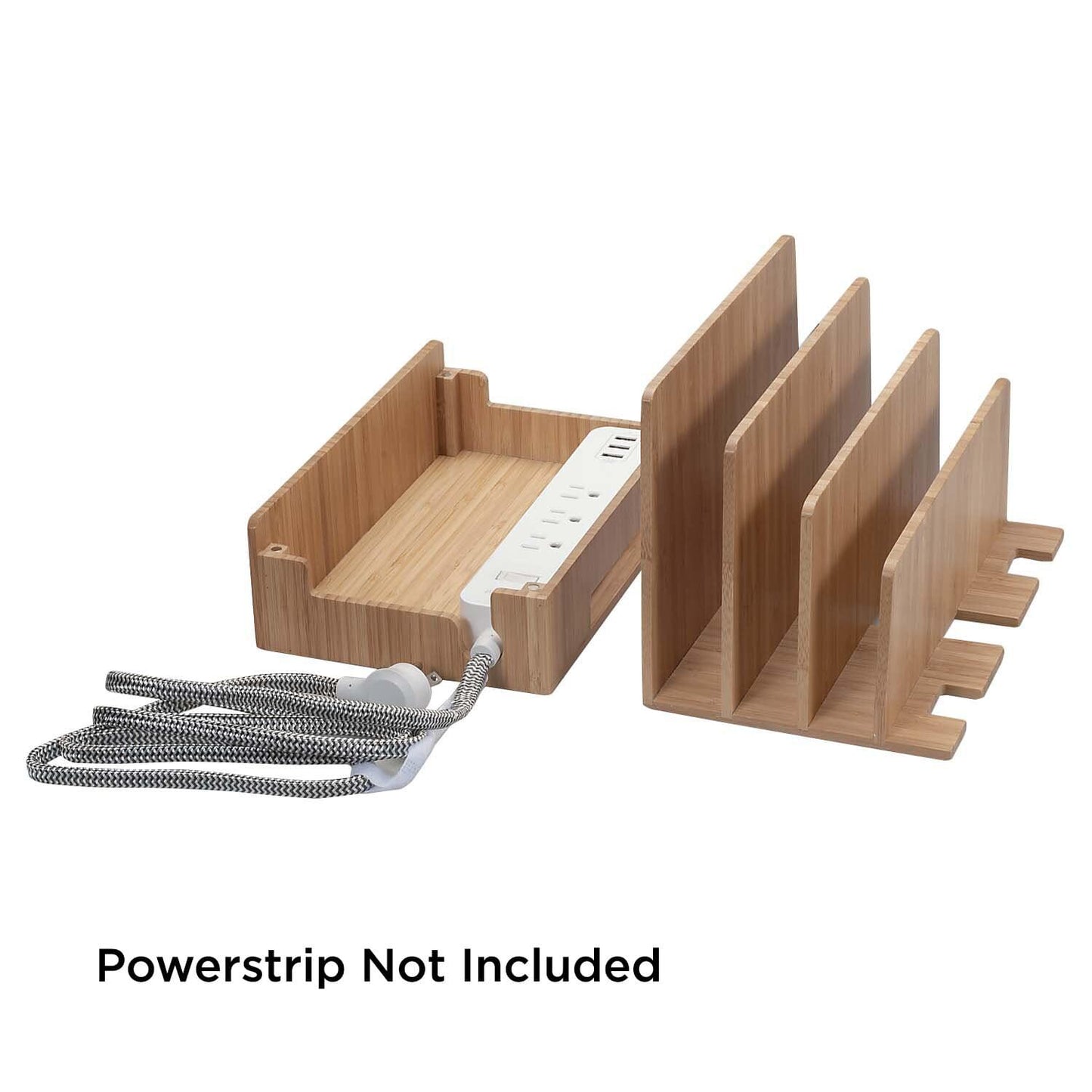 Bamboo Charging Station & Multi Device Organizer Slim Version for Smartphones, Tablets, and Laptops