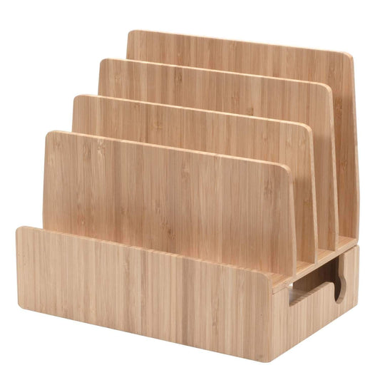 Bamboo Charging Station & Multi Device Organizer Slim Version for Smartphones, Tablets, and Laptops