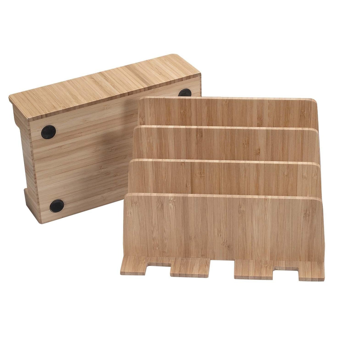 Bamboo Charging Station & Multi Device Organizer Slim Version for Smartphones, Tablets, and Laptops