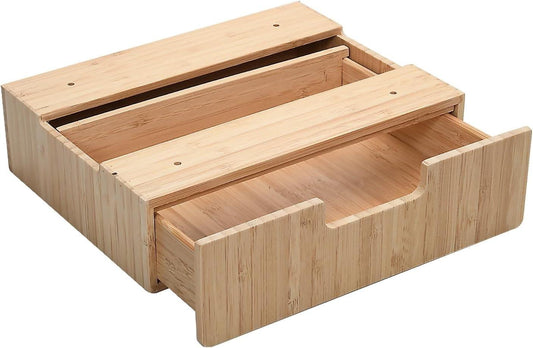 Bamboo Under Desk Drawer – Hidden Mountable Organizer for Office Supplies & Desk Accessories