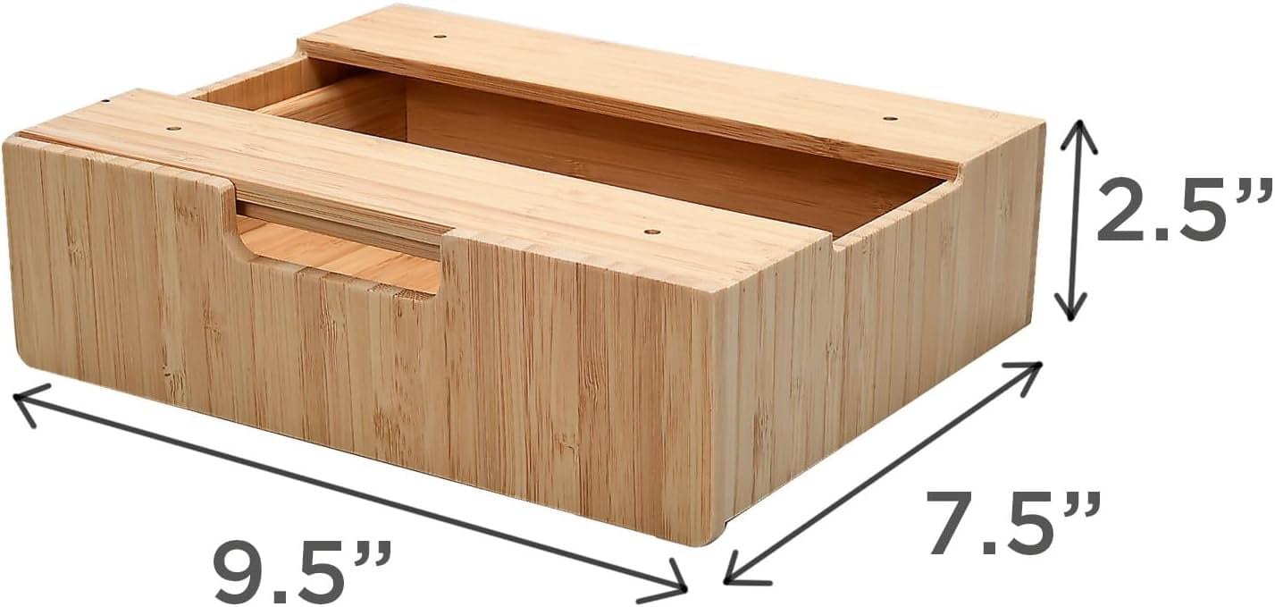 Bamboo Under Desk Drawer – Hidden Mountable Organizer for Office Supplies & Desk Accessories