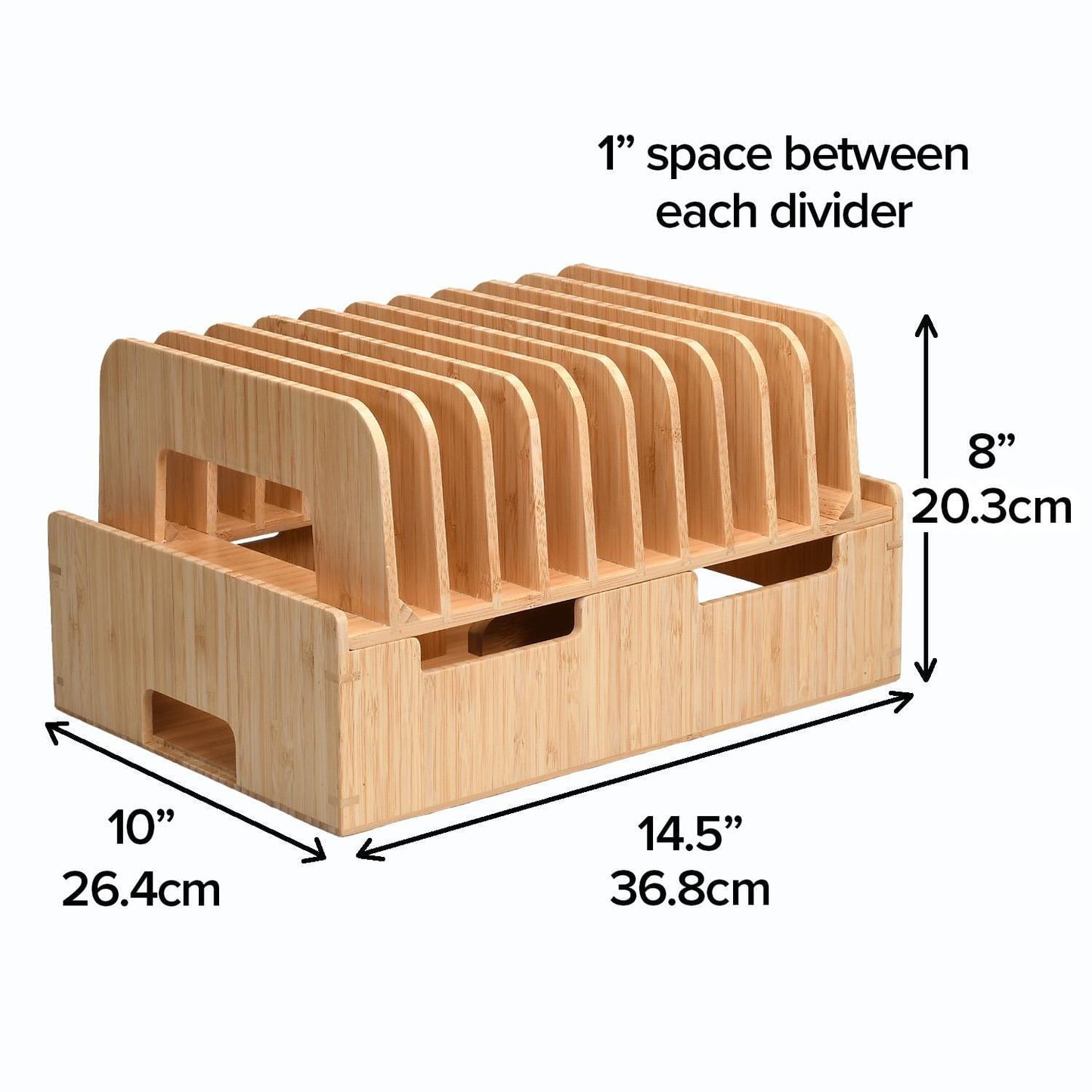 Bamboo 12-Port Charging Station & Docking Organizer for Smartphones, Tablets, Family-Sized (Combos Included)
